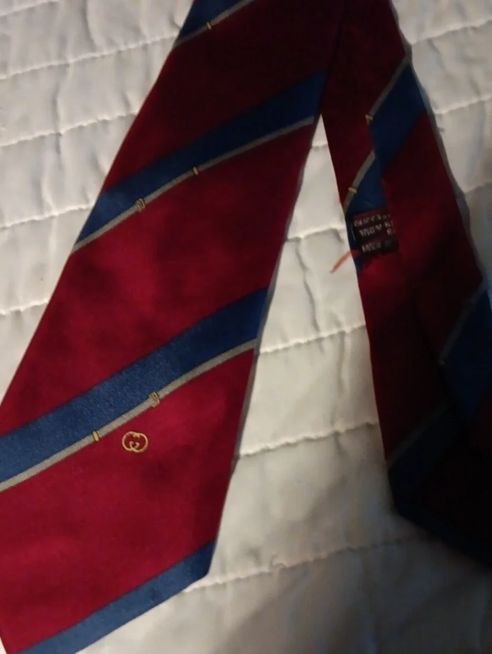 Gucci Red and Blue Striped Silk Tie